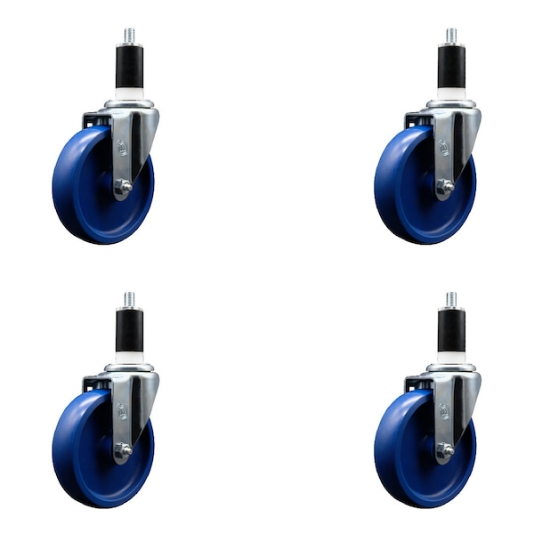 Service Caster 5'' Solid Poly Wheel Swivel 1-3/8'' Expanding Stem Caster Set, 4PK SCC-EX20S514-SPUS-138-4 - main